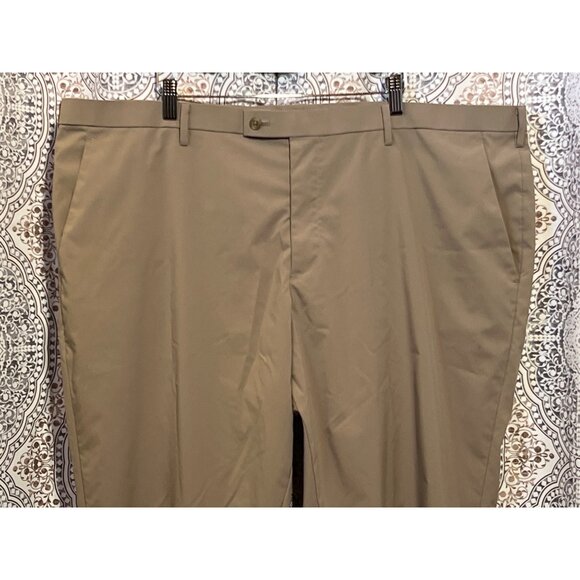 Mens Khaki Dress Pants Flat-Front Style Size 46x34 With Button Closure Modern Fi - Picture 3 of 9